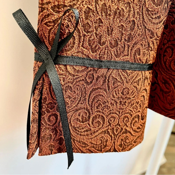 Drapers And Damons Rust Orange Floral Paisley Open Front Blazer Jacket Size 14 - Picture 5 of 12